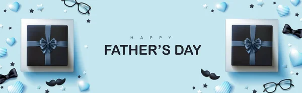 Κάρτα Ημέρας Του Πατέρα Κουτί Δώρου Για Τον Μπαμπά Μπλε — Διανυσματικό Αρχείο