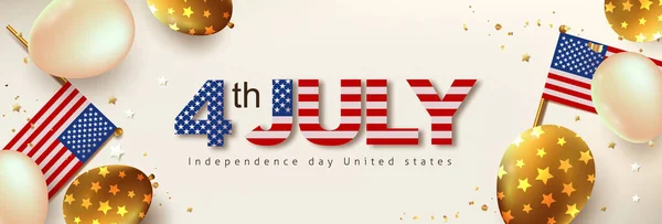 Den Nezávislosti Usa Slavnostní Prapor Balónky Vlajka Spojených Států — Stockový vektor
