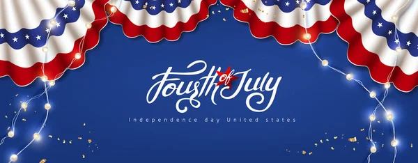 Dia Independência Eua Celebração Banner Com Decoração Festiva Americana —  Vetores de Stock