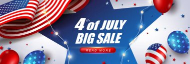 Amerikan Balonları ve ABD Bayrağı ile Bağımsızlık Günü ABD Bayrağı. 