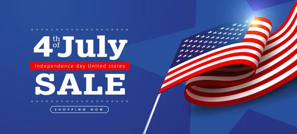 Independence Day Usa Sale Banner Flag United States — 스톡 벡터