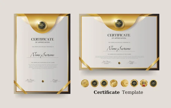 Certifikát Šablony Ocenění Vektoru Luxusní Prémie Odznaky — Stockový vektor