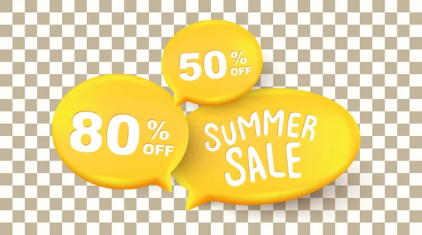 Summer Sale Background Layout Banners Speak Bubble Text Transparent Background — Stock Vector