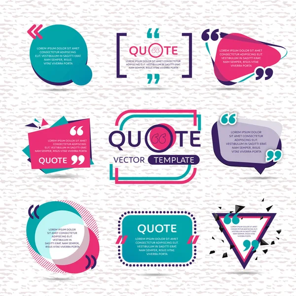 Vector Conjunto Plantilla Texto Cita Creativa Con Fondo Colorido — Archivo Imágenes Vectoriales