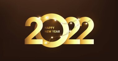 Mutlu yıllar 2022 Numara Altın Metin ve telli ışıklar  