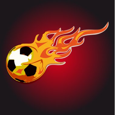 Soccer ball with fire clipart
