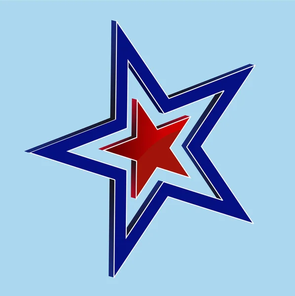 Estrela azul e vermelha em 3d — Vetor de Stock