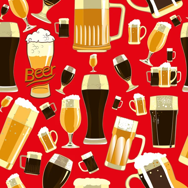 Lunettes de bière motif sans couture — Image vectorielle