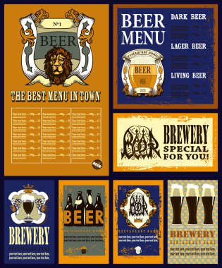 Tasarım için bira bira menü kümesini.