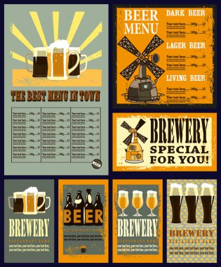 Tasarım için bira bira menü kümesini.