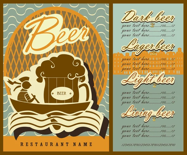 Conception de menu bière — Image vectorielle