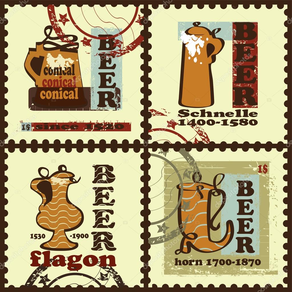 Beer history stamps , labels — Stock Vector © htos 67836153