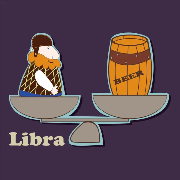 Libra signo engraçado do zodíaco — Vetor de Stock