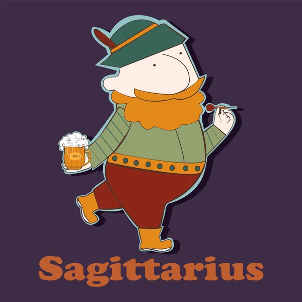 Sagittaire drôle signe du zodiaque — Image vectorielle
