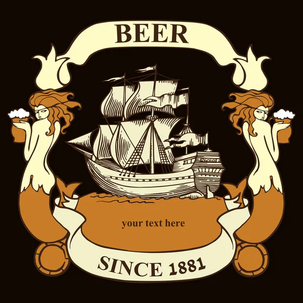 Diseño de etiqueta de cerveza — Vector de stock