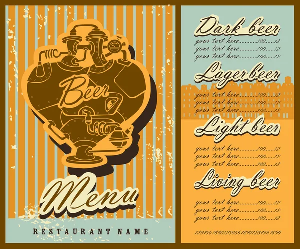 Design de menu de cerveja . — Vetor de Stock