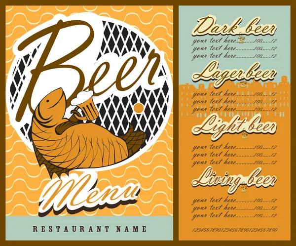 Design de menu de cerveja . — Vetor de Stock