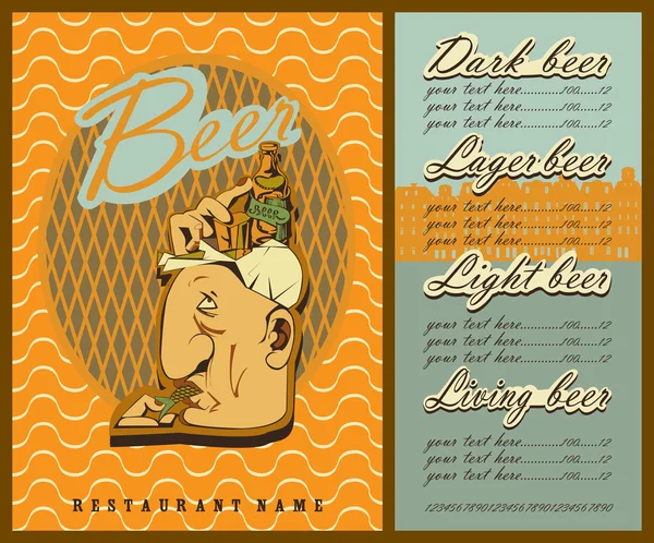 Design de menu de cerveja . — Vetor de Stock