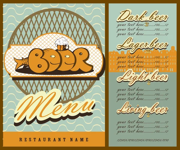 Conception de menu bière . — Image vectorielle