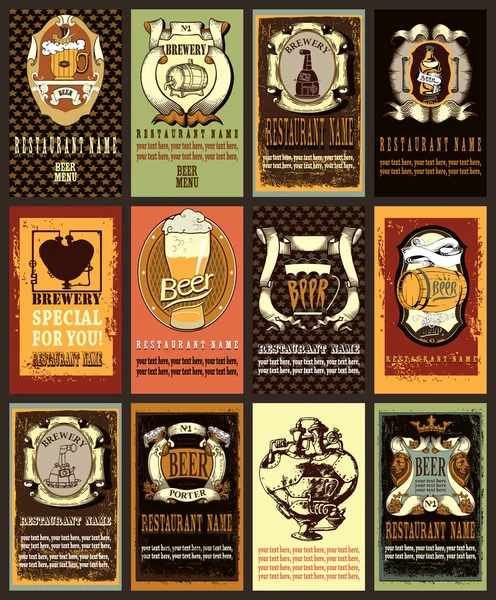 Juego de etiquetas de cerveza — Vector de stock