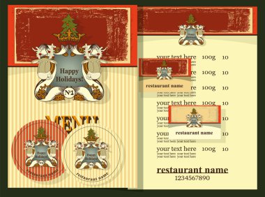 Menü tasarımı bardak altlığı, kartvizit ve menü ile ayarla