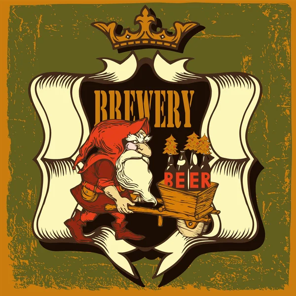 Bier label voor brasserie restaurant met Santa — Stockvector