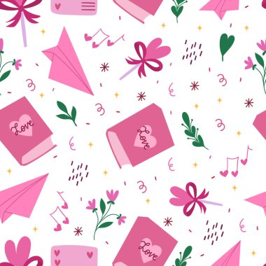 Sevgililer Günü kusursuz desen. Vektör el çizimi resimleme.