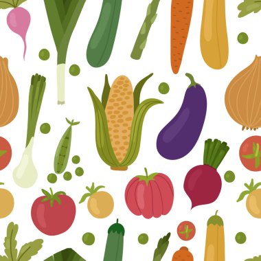 Sebzeler dikişsiz desen. Vektör el çizimi resimleme.