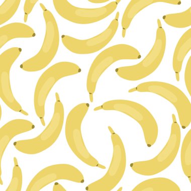 Beyaz arka planda izole edilmiş muz deseni. Vektör el çizimi illüstrasyon.