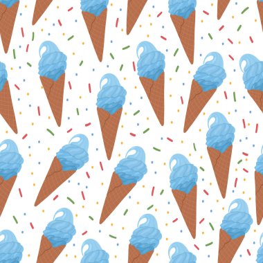 Külahsız şirin mavi dondurma kalıbı var. Vektör el çizimi resimleme.