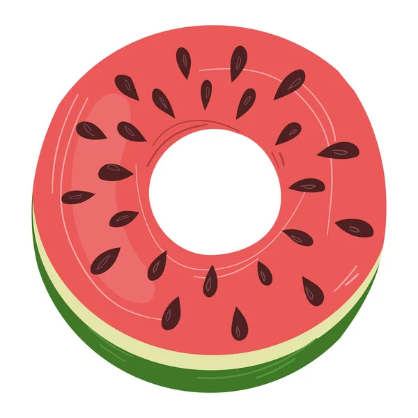 Wassermelone schwimmt Schwimmbadspielzeug. — Stockvektor