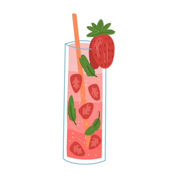 Verfris zoete limonade met aardbeiensmaak. — Stockvector