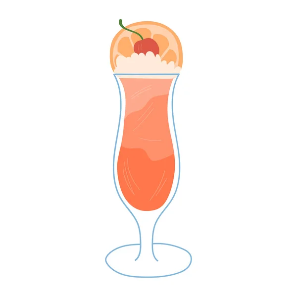 Cocktail dolce rinfrescante con arancia e ciliegia. — Vettoriale Stock