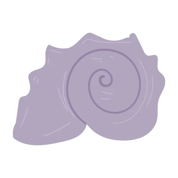 Спиральная пурпурная морская раковина в мультяшном стиле. — стоковый вектор
