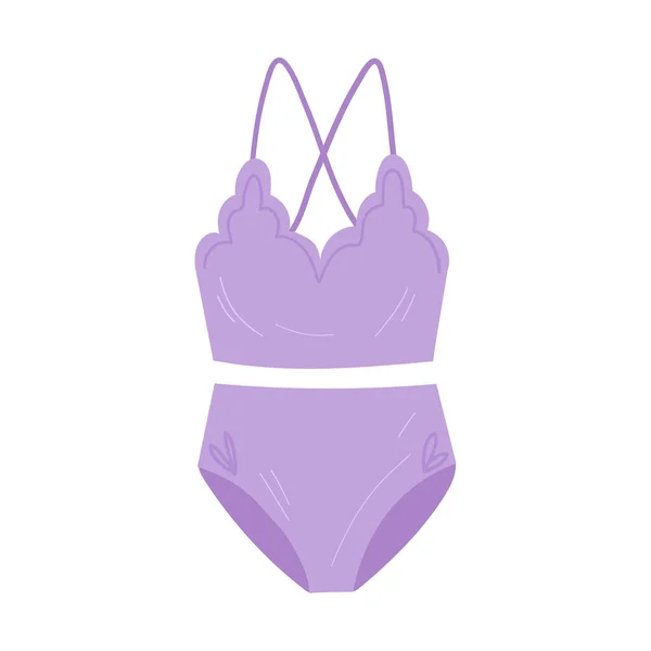Фіолетовий жіночий купальник Векторна рука намальована — стоковий вектор