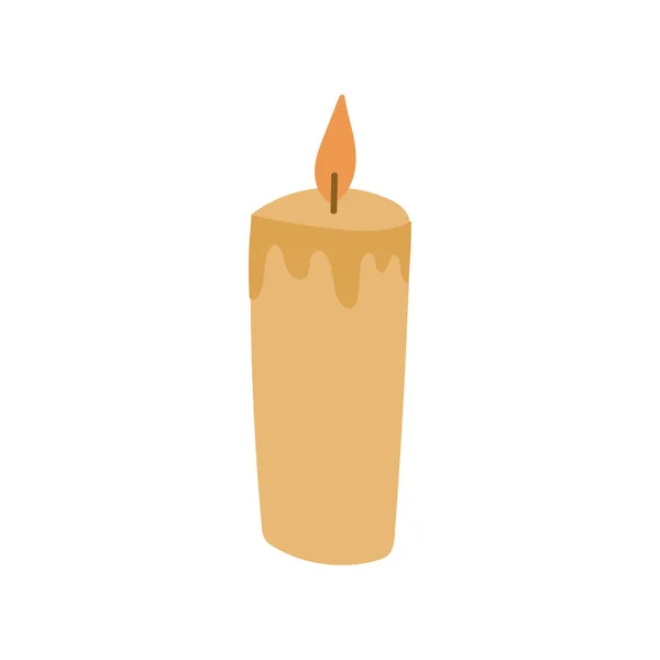 Žlutá hořící svíčka jako domácí dekorování. — Stockový vektor