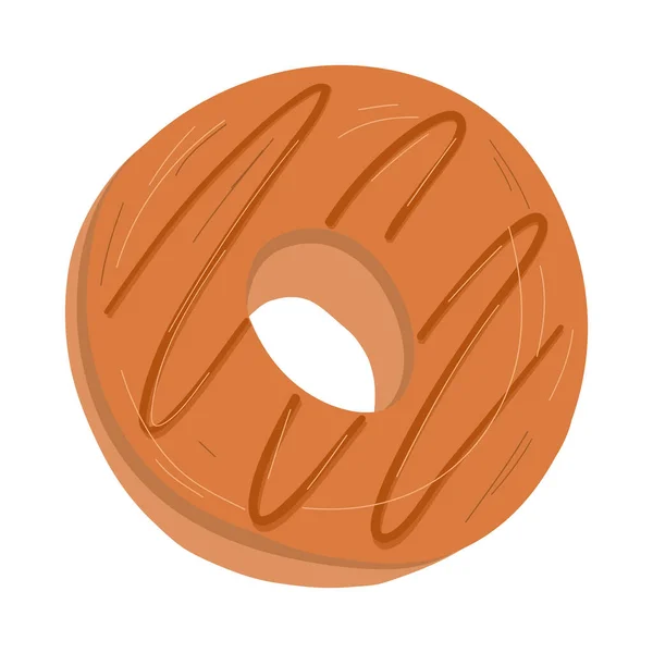 Linda rosquilla dulce deliciosa con sabor a caramelo.Vector dibujado a mano de dibujos animados — Archivo Imágenes Vectoriales