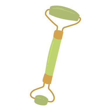 Jade doğal masaj yüz silindiri, cilt bakımı. Vektör eli çizilmiş çizgi film.