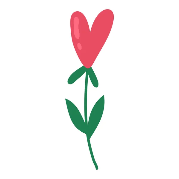 Romantyczny Proste Serce Kształt Kwiata Wektor Ręcznie Rysowane Ilustracji Kreskówki — Wektor stockowy
