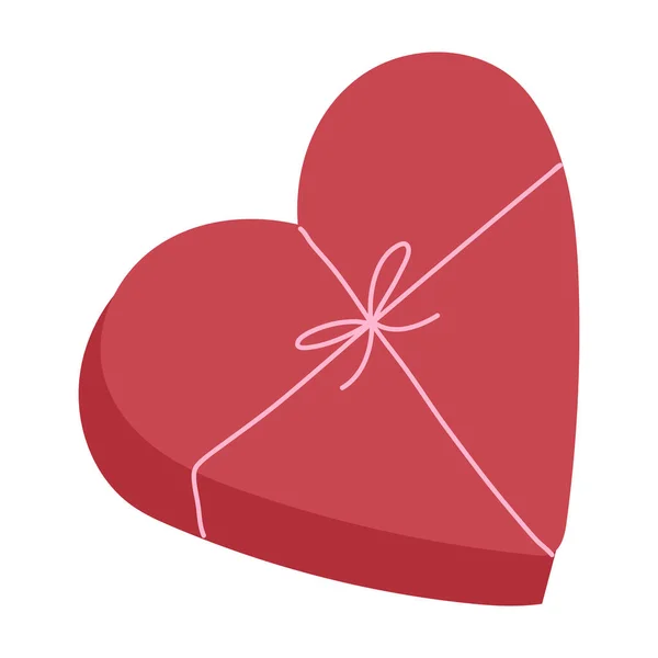 Caixa Forma Coração Vermelho Chocolates Dia Dos Namorados Vetor Mão — Vetor de Stock