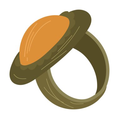 Kehribarlı klasik bronz yüzük. Vektör eli çizilmiş.