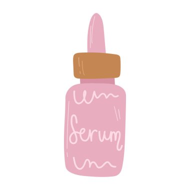 Serum özü, yüz bakımı. Vektör eli çizilmiş.