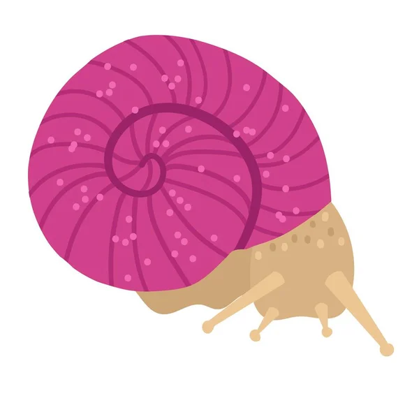 Милий равлик в мушлі рожевого кольору. Векторна рука намальована карикатура — стоковий вектор
