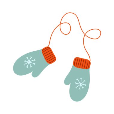 Cozy winter mittens with snowflake.Vector hand draawn cartoon illustration.