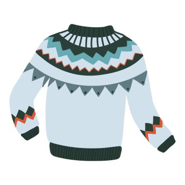 Beyaz arka planda izole edilmiş İskandinav tarzı Noel süveteri.