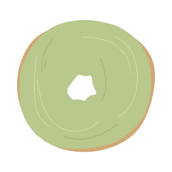 Rosquilla de té matcha orgánica. Vector dibujado a mano — Archivo Imágenes Vectoriales