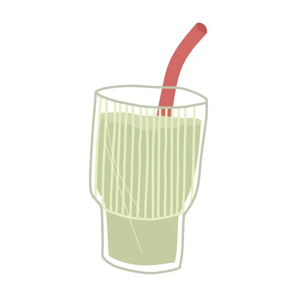 Latte al tè matcha biologico. Vettore disegnato a mano cartone animato — Vettoriale Stock