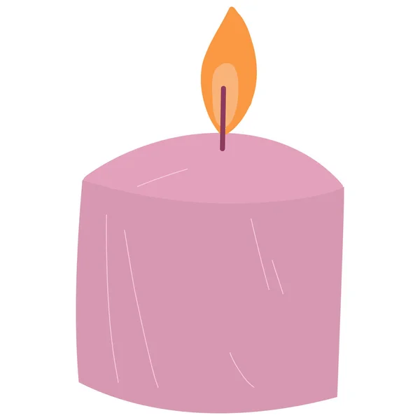 Modern burning pink candle.Trendy home decorative element. — Stock Vector