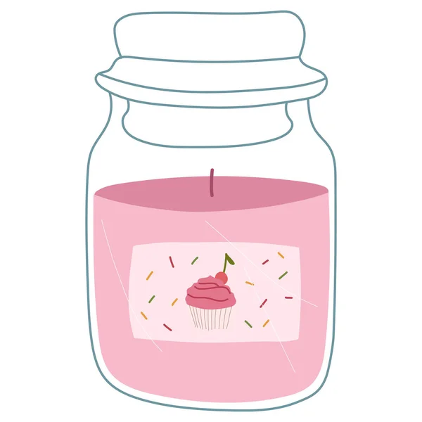 Moderna vela rosa ardiente en jar.Trendy elemento decorativo para el hogar. — Archivo Imágenes Vectoriales