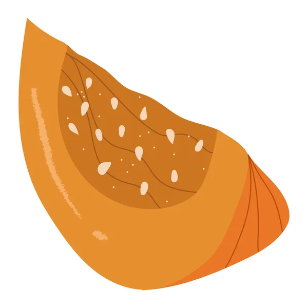 Calabaza de rebanada naranja, decorativo de otoño.Vector dibujado a mano — Archivo Imágenes Vectoriales